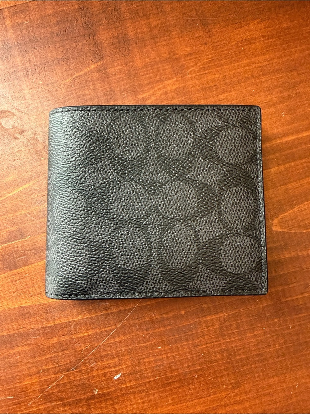 Coach CW380 3-In-1 Wallet Signature Canvas Charcoal Black NWT $178